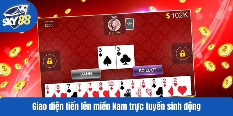 Giao diện tiến lên miền Nam trực tuyến sinh động